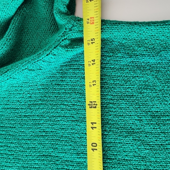 525 America green puff shoulder/sleeve cotton sweater, sz S - Picture 4 of 9
